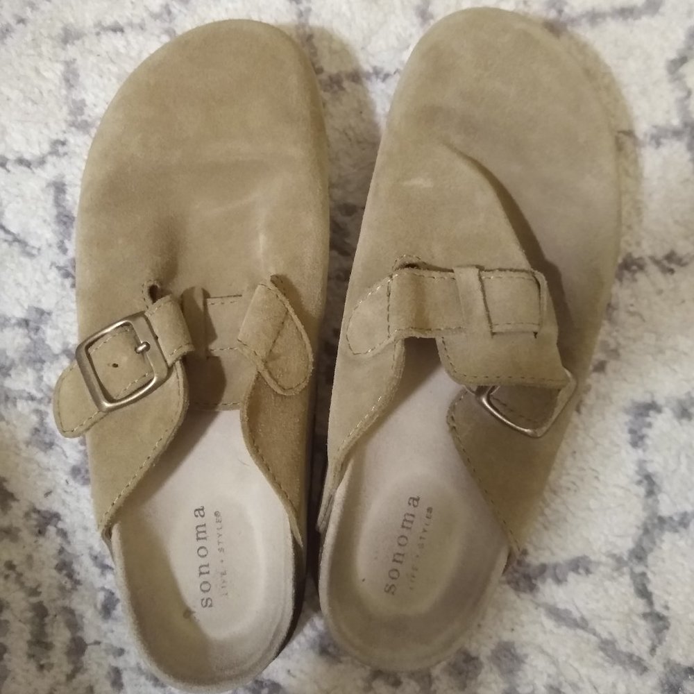 SOLD Sonoma Taupe Suede Clogs